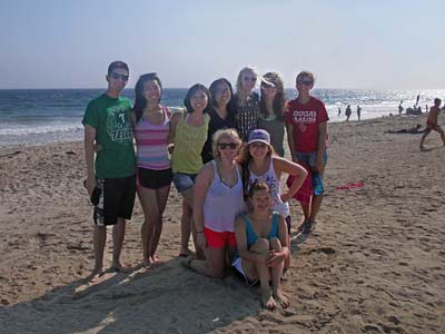 group on beach