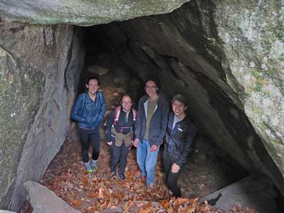 Io, Hannah, Andrew and Laurel inside cave