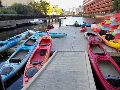 Kayaks on the dock