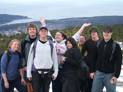 Group climbing Cadillac Mountain