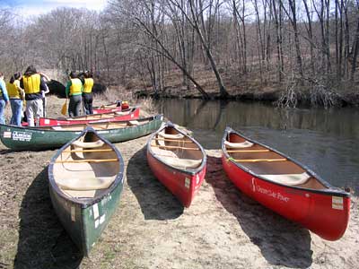 Canoes on the riverbank