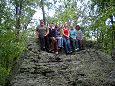 Group on split boulder