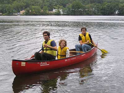 Jeff, Dani and CJ in their canoe