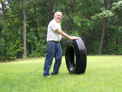 Ed with truck tire