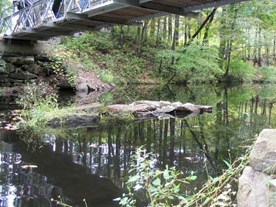 River beneath bridge