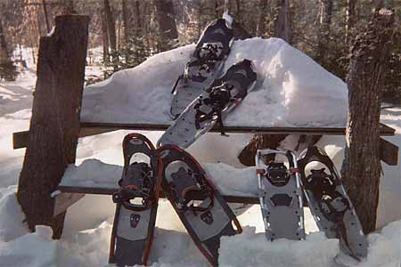 Snowshoes on rack