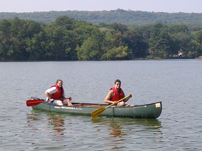 Brenna and Darren in a canoe